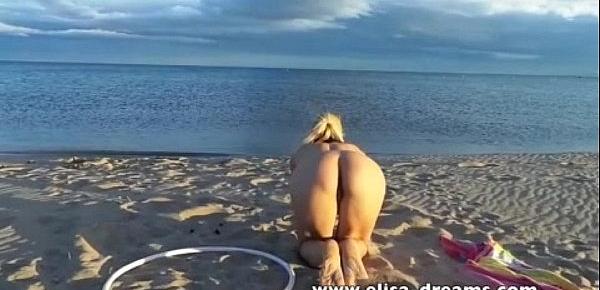  Nasty blonde slut on the beach